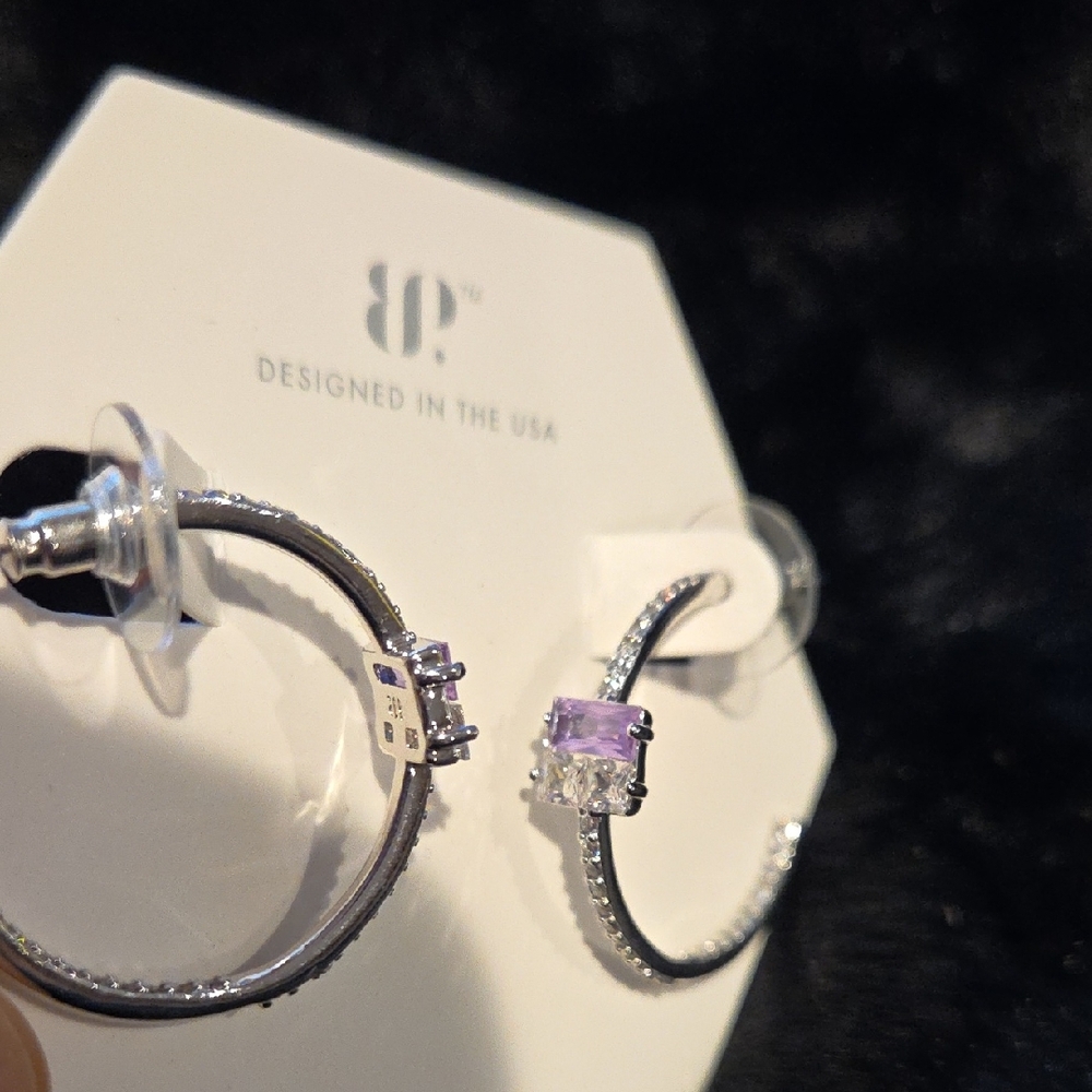 Elegant Silver and Pink Gemstone Earrings - Picture 2 of 3